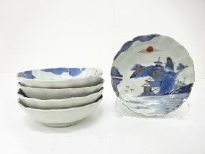 古伊万里　染付　山水　なます皿　5客揃